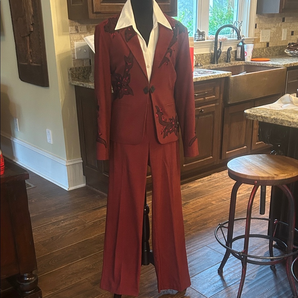 Vintage City Girl Sz M Appliquéd Pant Suit GVC